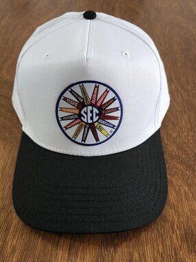 Men's NCAA Sec Pinwheel White Black Hat Otto Cap Adjustable Snap